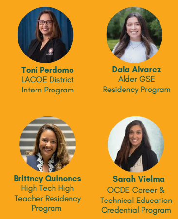 Teacher Credential Panel for EnCorps Fellows featuring credential partners Toni Perdomo, Dala Alvarez, Brittney Quinones, and Sarah Vielma.